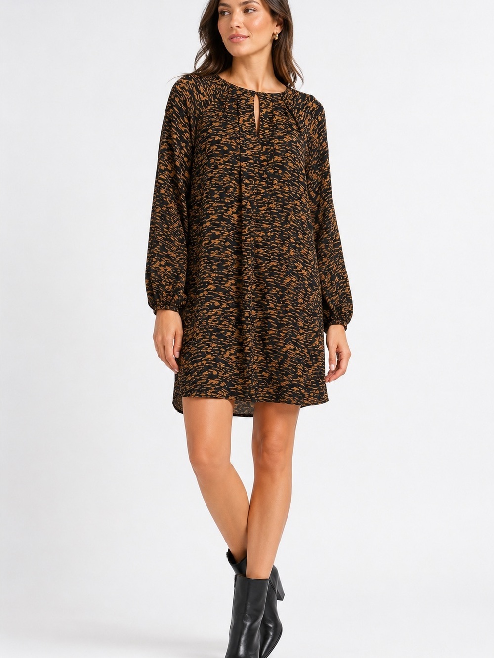 Banana Republic Dress Womens M Abstract Animal Print Long Sleeve Shift Tunic